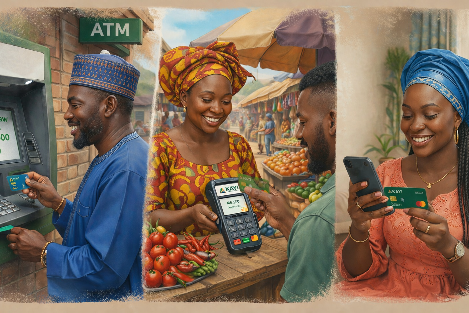 Kayi app interface for sending, spending, and managing money